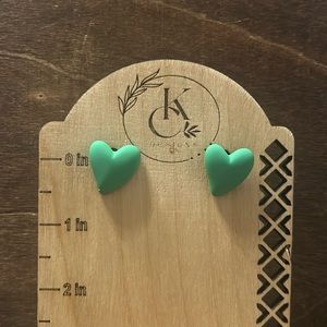 Green Heart Earrings
